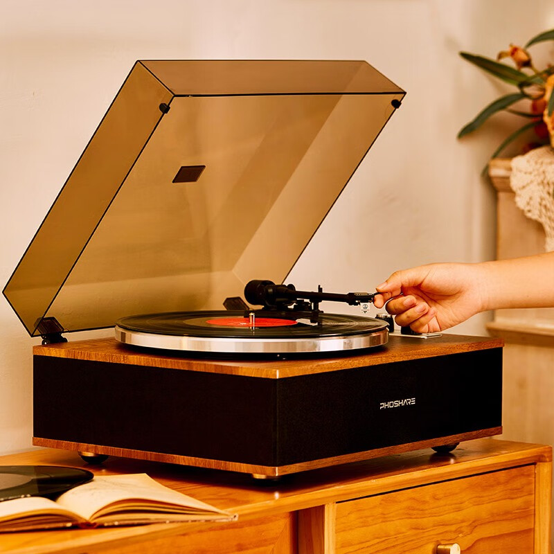 phoshare黑胶唱片机留声机复古一体机唱机东西可调针压情人节礼物家居