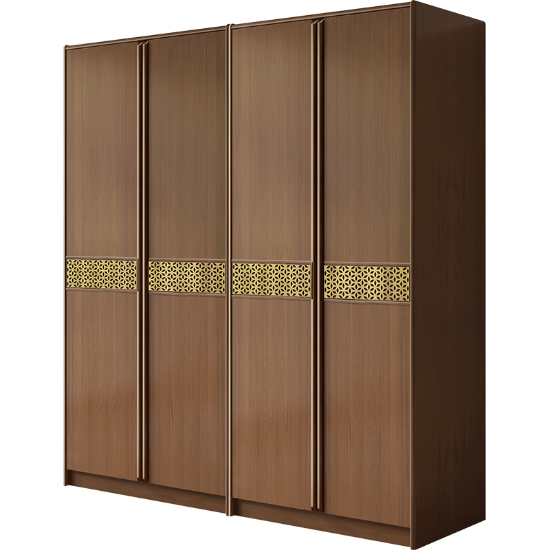 天壇衣柜 全實(shí)木胡桃原木簡(jiǎn)約現(xiàn)代臥室家具 新中式衣櫥平開(kāi)門(mén)大衣柜 玻璃雙門(mén)衣柜