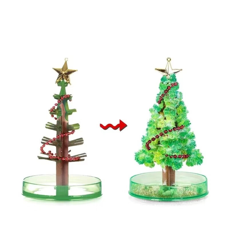 【YY精选】神奇魔法树小迷你圣诞树纸树开花浇水结晶圣诞节装饰品儿童礼物 圣诞树大号绿色款
