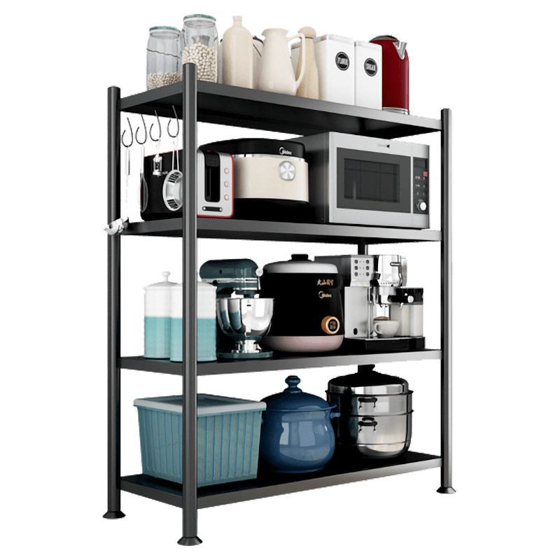 欧丽雅不锈钢厨房置物架落地多层微波炉放锅多功能储物收纳架子分层货架 升级版长75宽35高80三层可调节