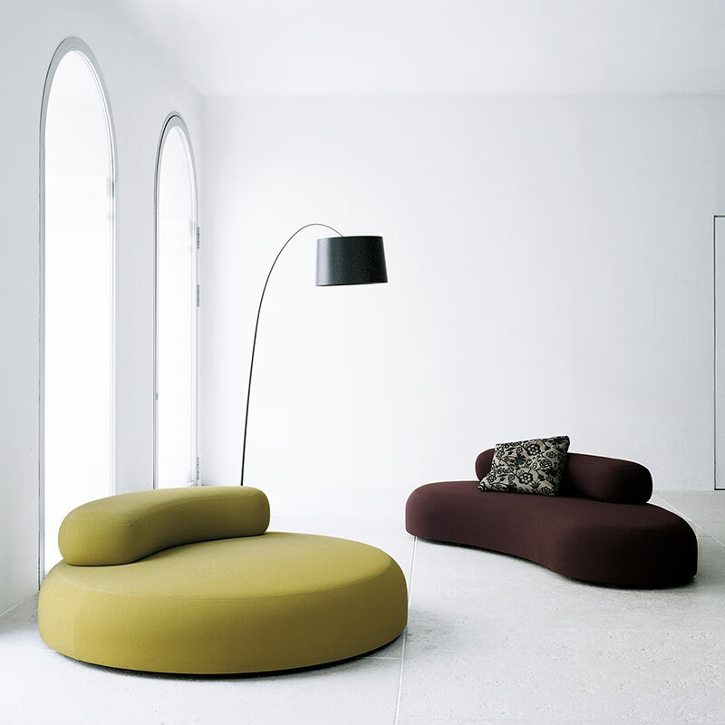 Simplylife北欧个性创意圆弧形沙发简约现代设计师服装店酒店休闲皮布艺沙发 大圆单人 颜色自选