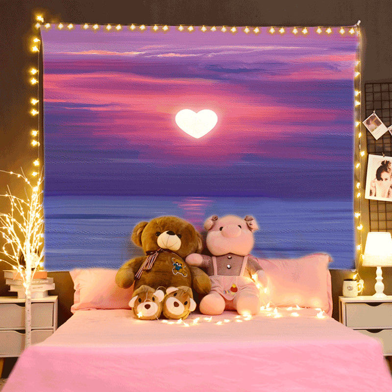 动漫简约挂布挂挂毯百搭出租屋卧室学生宿舍改造背景 爱心天空 宽1