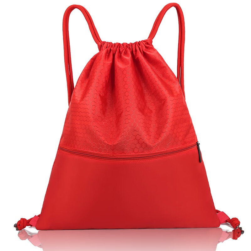 九动男女篮球包抽绳包运动包训练健身包双肩包大容量束口袋足球鞋包 TDB04红色 L（可装篮球）