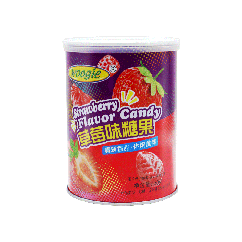 拍2件 woogie 草莓水果味130g 糖果水果什锦硬糖零食网红婚庆喜糖铁盒糖 23.7元（合11.85元/件)