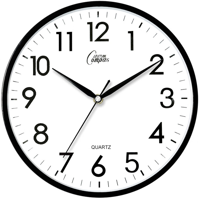 康巴丝（COMPAS）挂钟 创意简约钟表客厅石英钟表挂墙卧室时钟挂表 c2855 黑色
