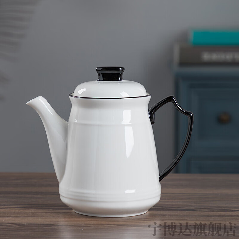 奶茶壶搪瓷藏式 冷水壶陶瓷 家用 大把手 白开水壶 耐高温 大红色