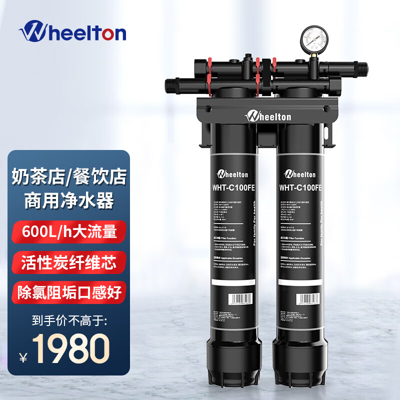 惠尔顿（WHEELTON）商用净水器 奶茶店大流量过滤器咖啡店制冰机净水机 餐饮自来水滤水器净水设备 100吨大水量