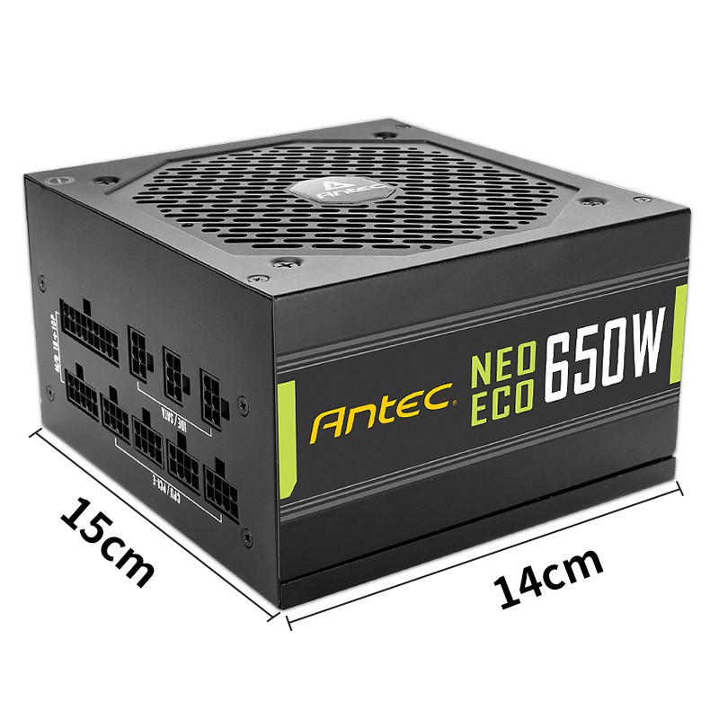 安钛克 Antec NE650金牌全模组/7年换新/全日系电解电容/寿命更持久/支持风扇启停/双8pin电脑主机电源650W