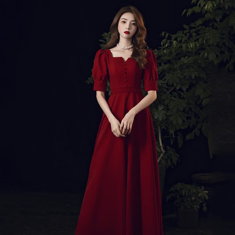 塞德勒敬酒服新娘酒红色2022新款秋季订婚礼服连衣裙回门衣服缎面遮手臂 酒红色长款 S(建议86-95斤)使用感如何?