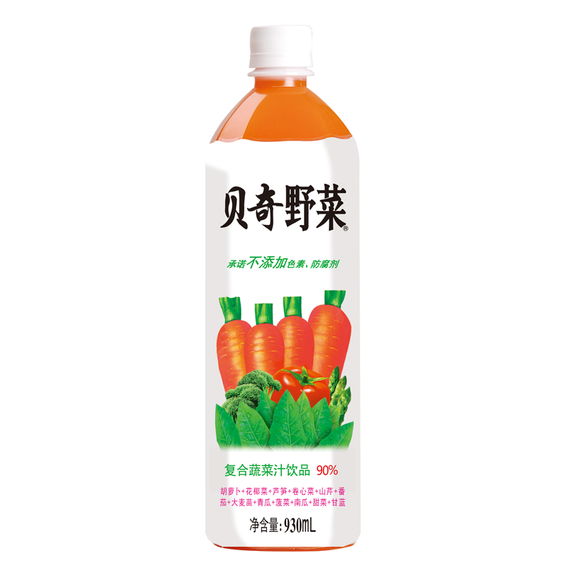 貝奇野菜汁 胡蘿卜汁飲品婚宴聚餐用大瓶裝930ml*6瓶裝飲料果蔬汁整箱