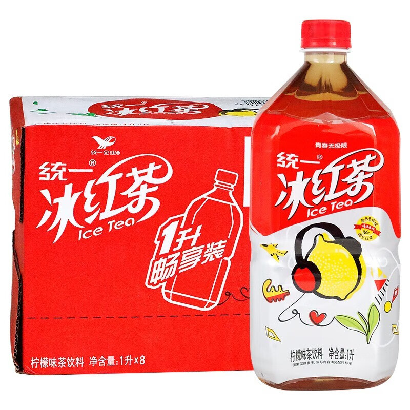 统一冰红茶瓶大瓶装柠檬味饮料夏季茶味饮品 红茶1l*4瓶