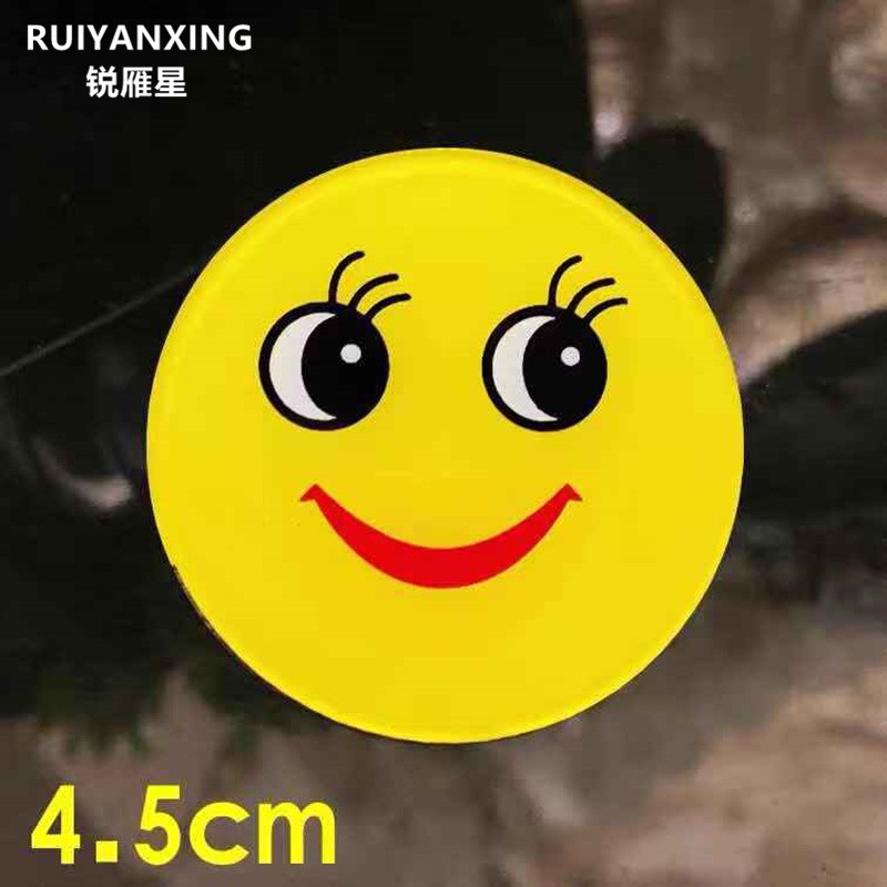 锐雁星 笑脸胸牌 亚克力黄色微笑服务牌 圆形工牌胸卡章徽章别针式