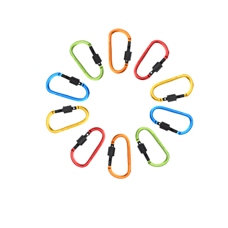 星期十 户外装备登山扣露营彩色d扣便携卡扣快挂扣钩d型扣承重扣橙红