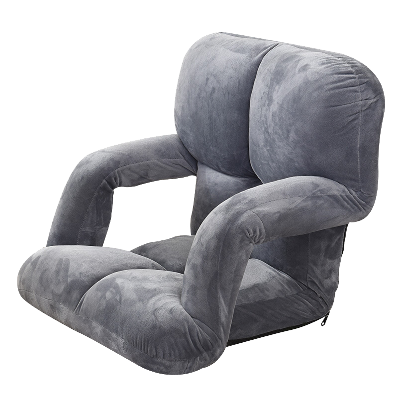 懒人沙发可折叠床上靠背椅子带扶手床上沙发休闲小沙发椅卧室靠背日式地板小沙发折叠椅多功能地板椅 黑色扶手款