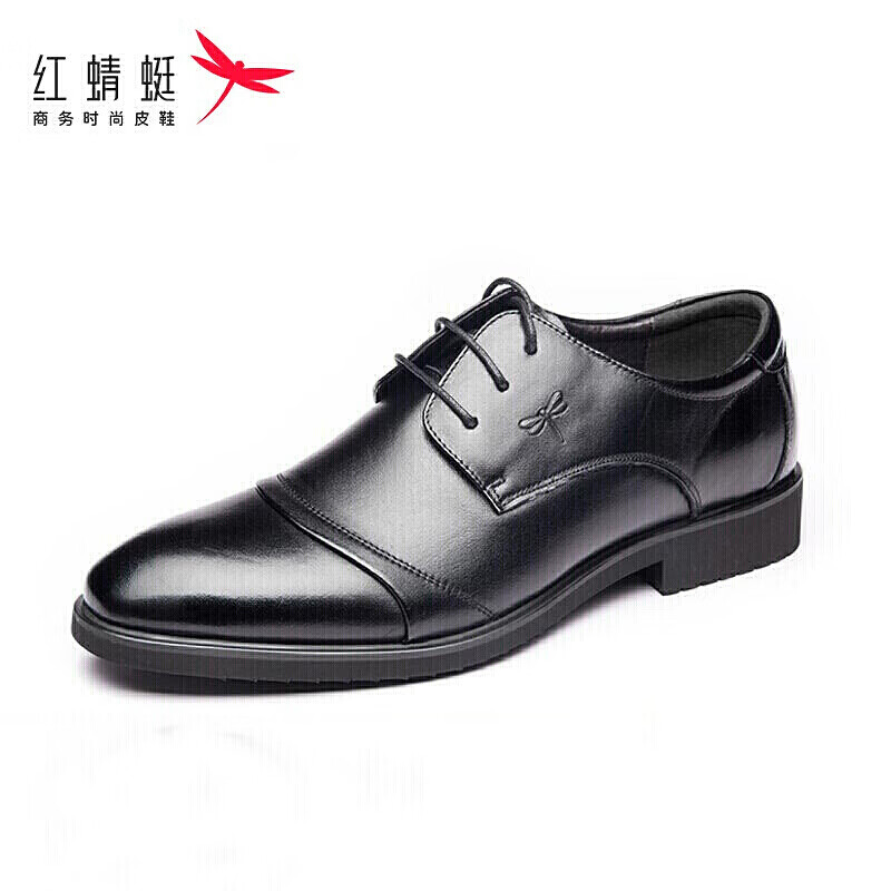红蜻蜓 （RED DRAGONFLY） 舒适系带商务休闲男士皮鞋 WTA62851/52 黑色 43