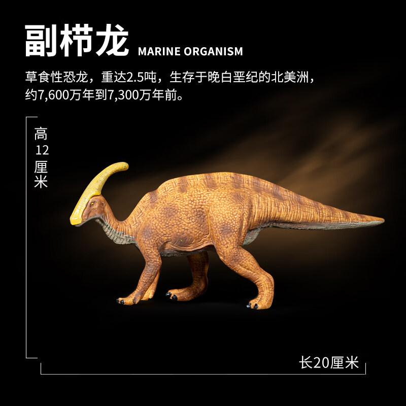 南方巨兽龙大号恐龙玩具胶软男孩儿童仿真模型 s006副栉龙【带标签