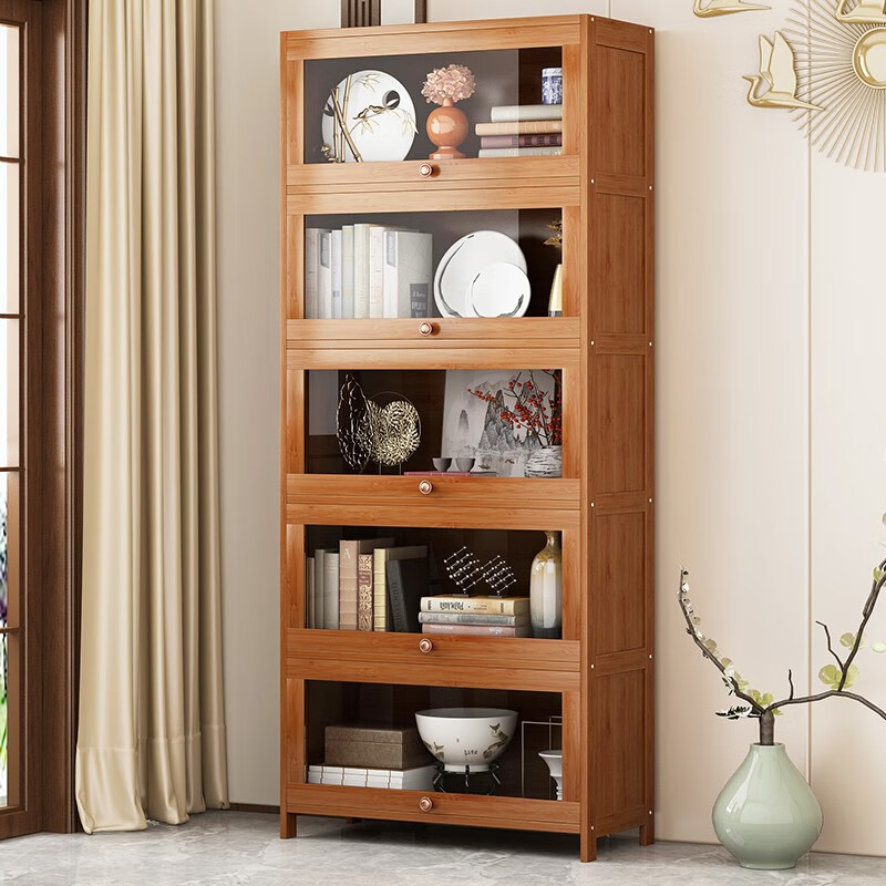 竹艺佳(zhuyijia)落地翻门置物柜阅读架书橱组合多层置物架翻盖储物