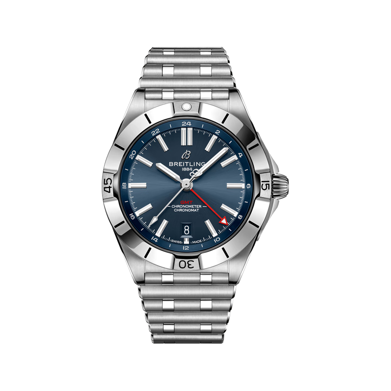 百年靈（BREITLING）機(jī)械計(jì)時(shí)雙時(shí)區(qū)自動(dòng)機(jī)械男士手表40官方瑞士機(jī)械表 機(jī)械計(jì)時(shí)-40-藍(lán)色