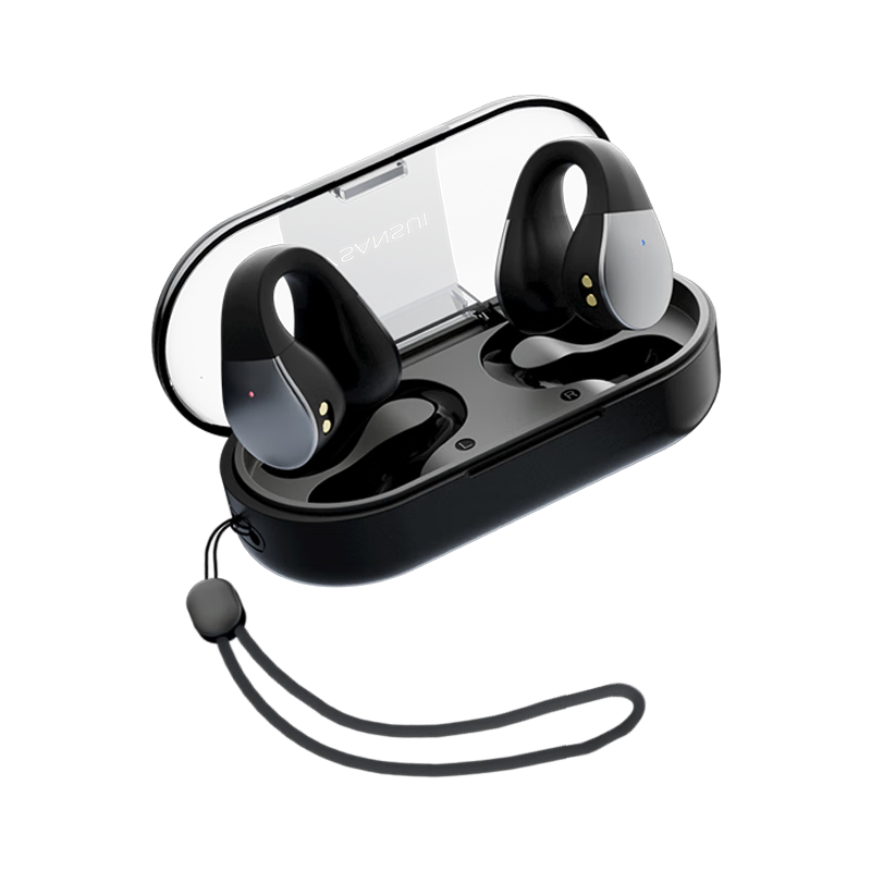 山水（SANSUI）TW90 蓝牙耳机 不入耳开放式 骨传导概念无线耳夹式夹耳 运动跑步通话降噪 适用于华为苹果小米 黑