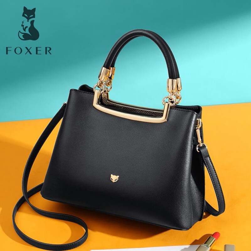 金狐狸(foxer)手提女包ol气质新款职业女士牛皮包商务通勤大容量手提