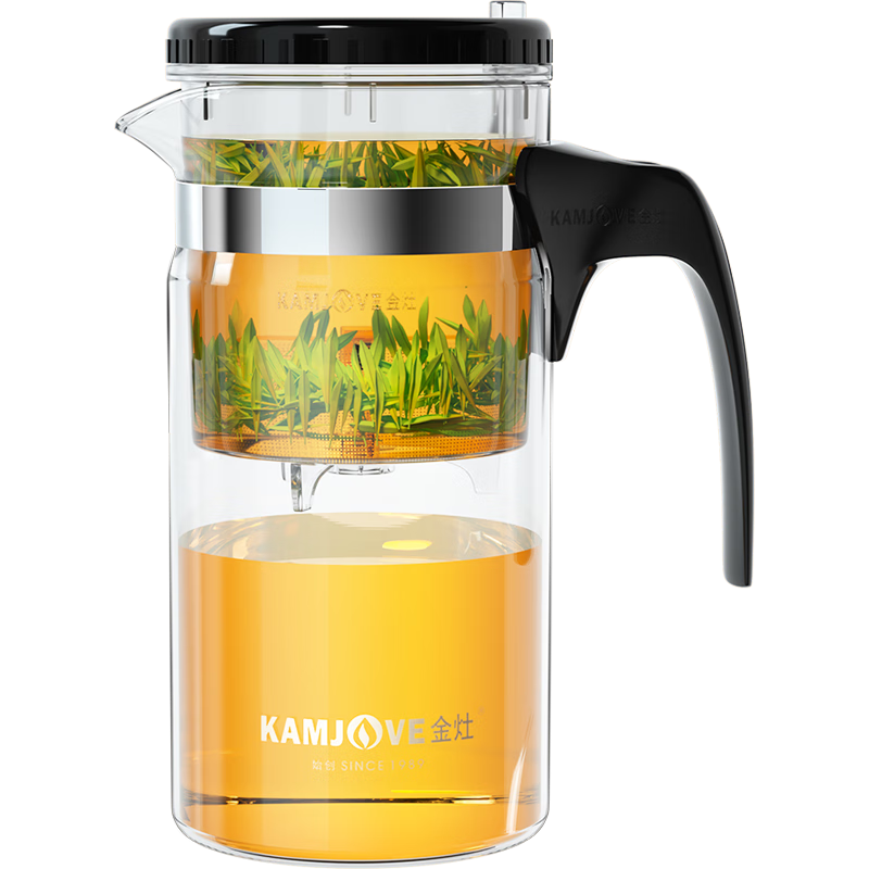 金灶（KAMJOVE） 飄逸杯茶道杯耐熱玻璃茶壺套裝泡茶壺茶具玲瓏杯花茶壺泡茶器 TP-200（1000ml）