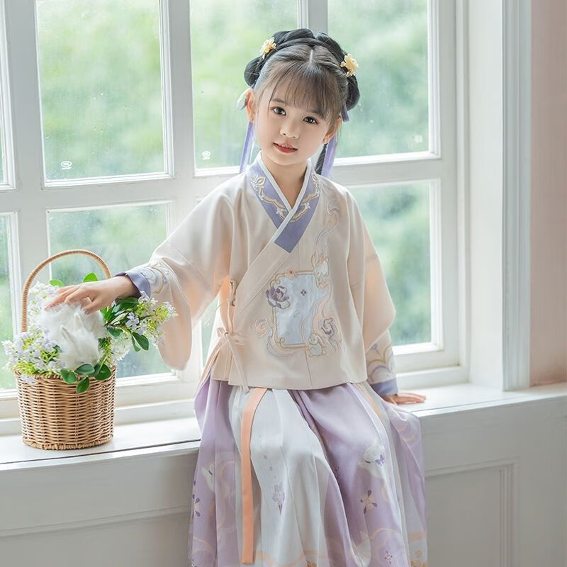 UHFEJ新款女童汉服秋季超仙儿童古装汉元素复古春秋款小女孩中国风唐装 上衣+下裙 130怎么样,好用不?