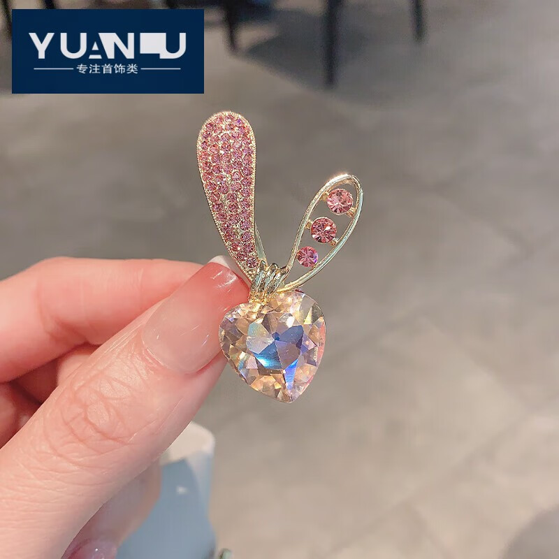 小兔子发夹女侧边夹韩国刘海夹前额鸭嘴夹发卡夹子头饰 钻石兔耳发夹