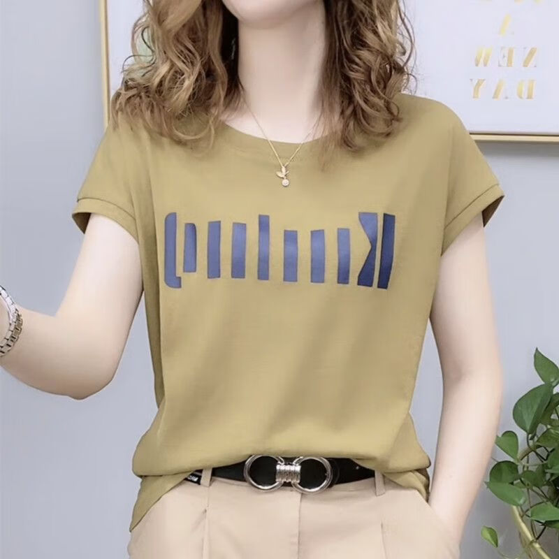 doagulrck搭配阔腿牛仔裤的上衣女短袖配工装裤夏季新款圆领短袖t恤女