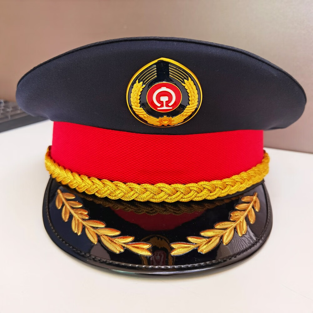 kmka铁路帽子动车高铁乘务员列车长大盖帽男士春夏秋冬大檐帽单帽男女