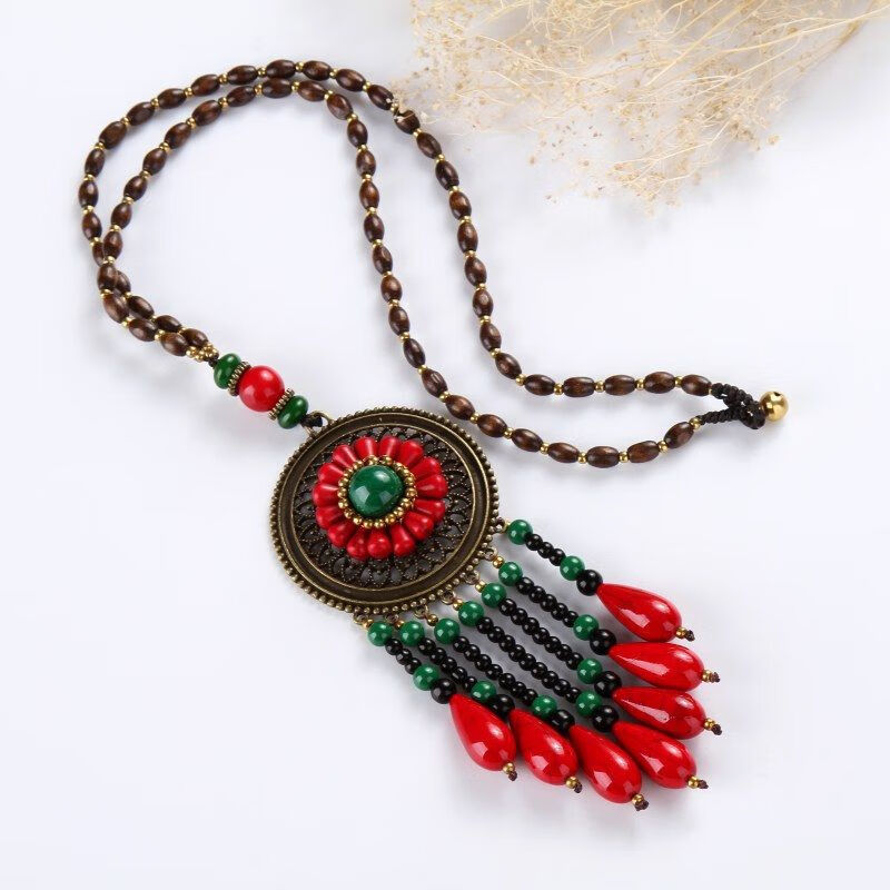 沁度复古红松石毛衣链长款2019年女项链秋冬大气气质百搭民族风配