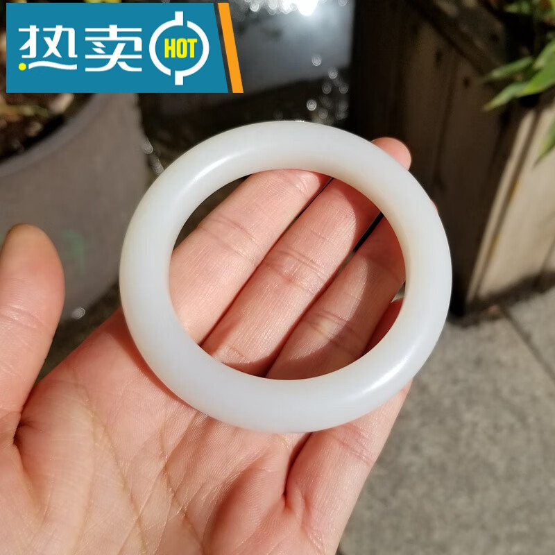 伊人意 新疆和田玉于田于阗山料羊脂白玉细条窄条手镯子50881