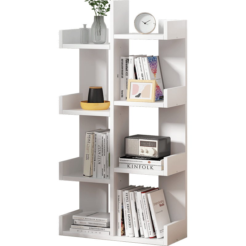 米昊 简易书架落地绘本架置物架储物架多层架展示会架收纳架 【带柜门款】10层优雅暖白色