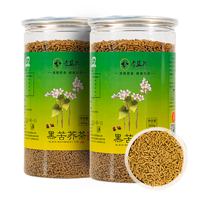 老蓝孩（laolanhai）【2罐共计1200克】老蓝孩黑苦荞茶 苦荞茶 西昌大凉山荞麦茶 茶叶