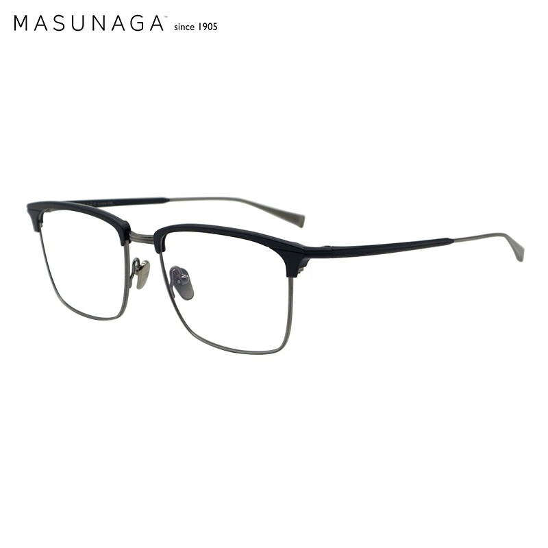 MASUNAGA增永眼镜框 男女复古日本手工制作 眉线框钛+板材远近视光学眼镜架SWING #45 藏蓝色 55mm