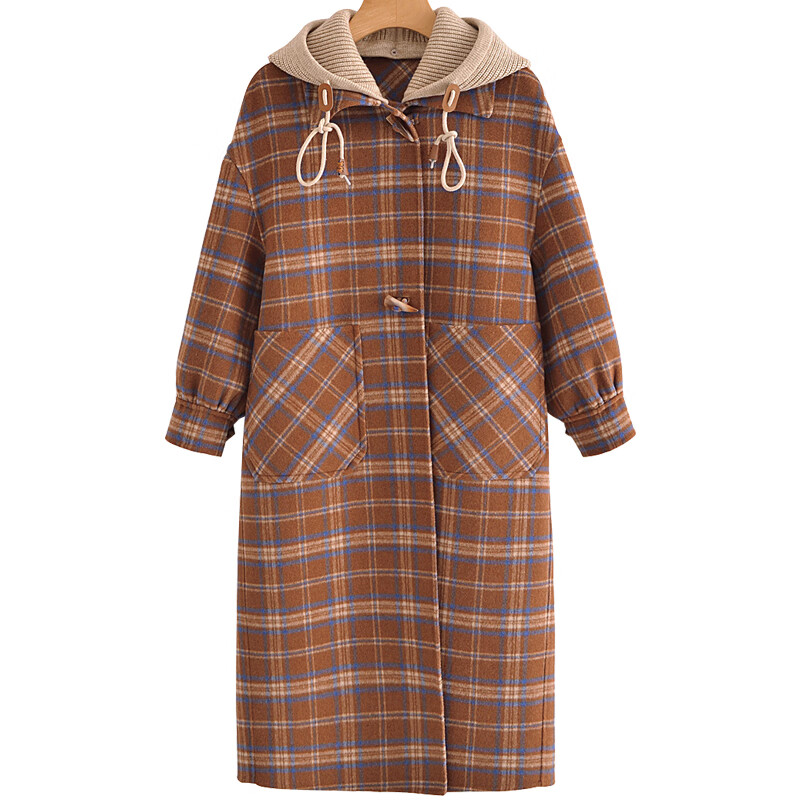 确不凡格子羊绒大衣女中长款高端时尚双面羊绒秋冬学院风宽松韩版针织