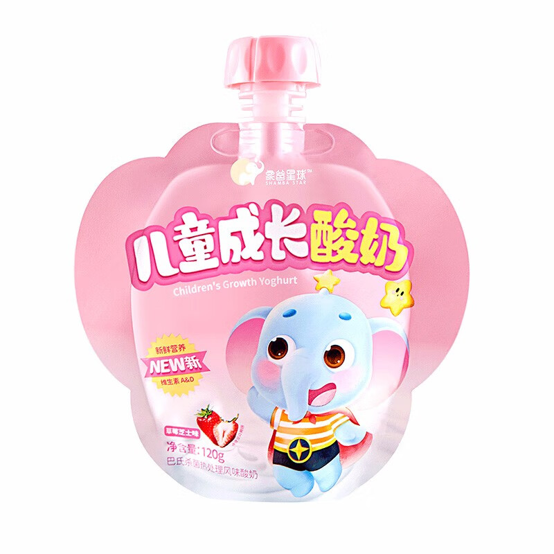 象爸星球（SHAMBA STAR）新希望旗下品牌 儿童酸奶常温草莓芝士味酸牛奶宝宝零食无蔗糖120g/袋
