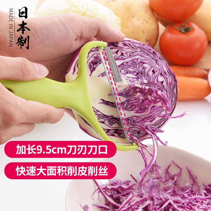 家の物语（KATEI STORY） 日本进口多功能卷心菜刨丝器包菜刨刀蔬菜甘蓝切丝器不锈钢切菜 绿色（日本制）