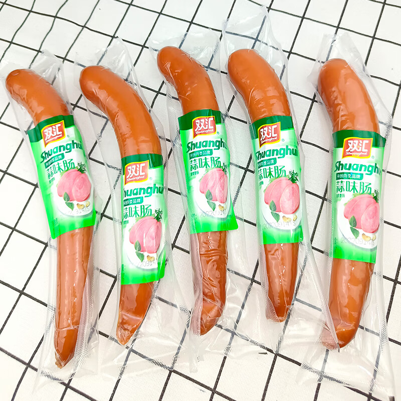 双汇蒜味肠蒜蓉香肠190g粗香辣香脆大根火腿肠整箱批白蒜肠原味肠 190