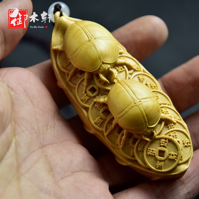 御木轩黄杨木雕手把件雕刻富甲天下甲壳虫家居饰品随身把玩小挂件
