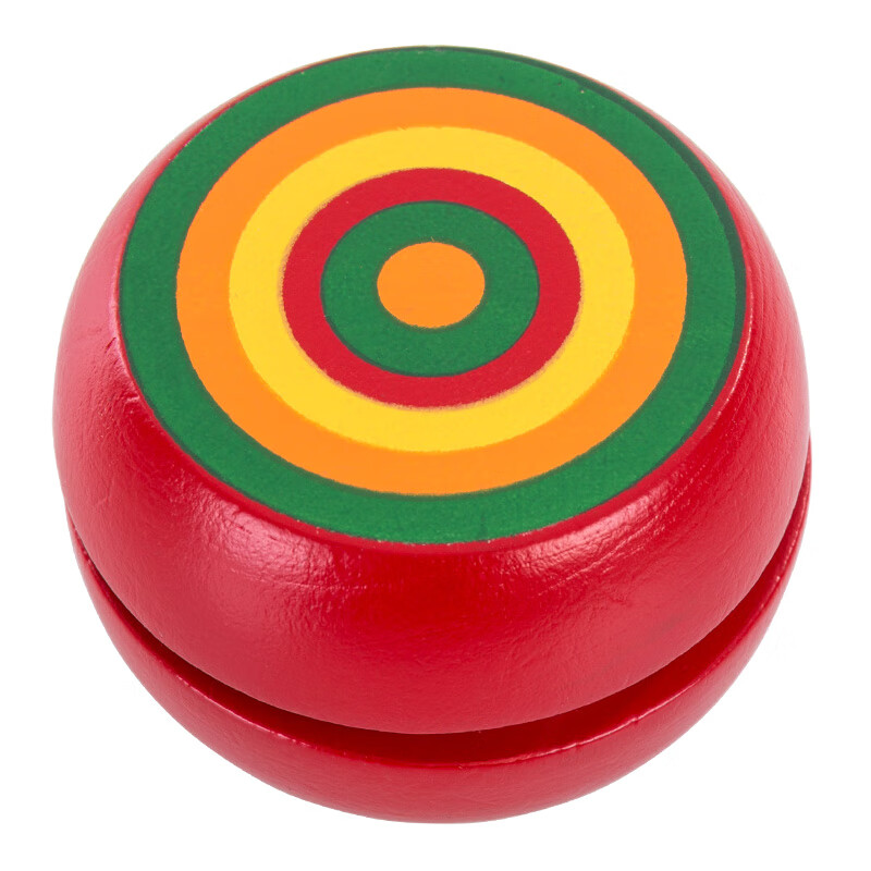 福孩兒兒童木制卡通溜溜球小學生回旋傳統(tǒng)悠悠球yoyo球男孩女孩大童玩具 紅色彩虹悠悠球