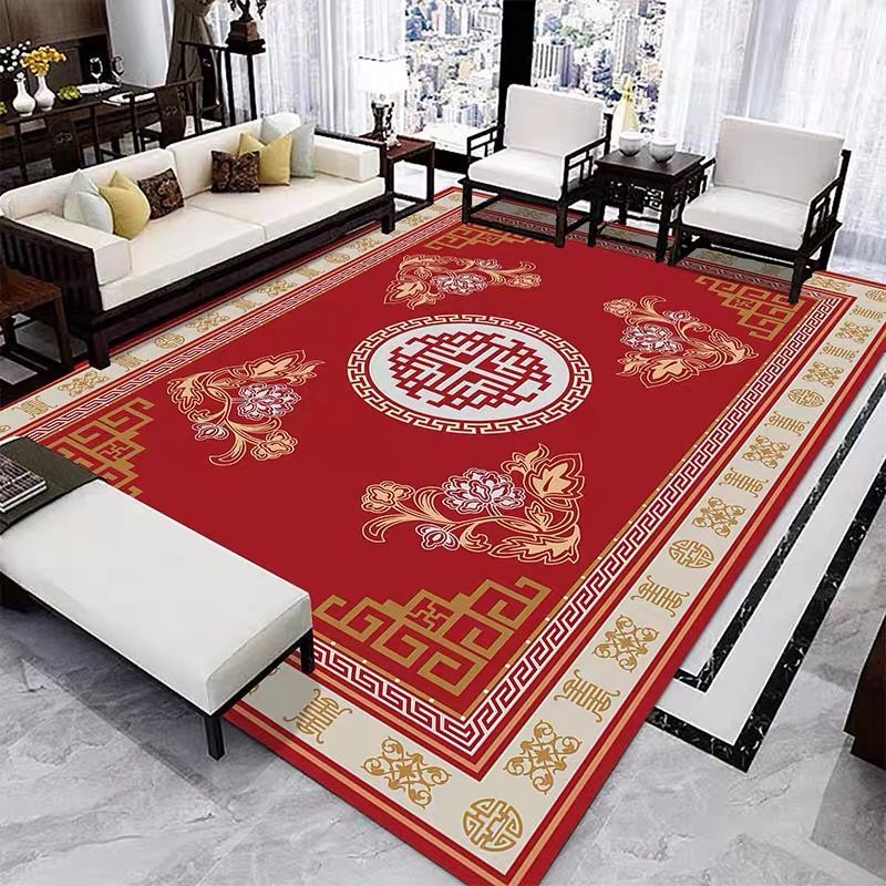 新中式地毯客厅地毯现代简约地毯大面积卧室床边毯茶几家用房间 中式-19 60*90cm(大号进)