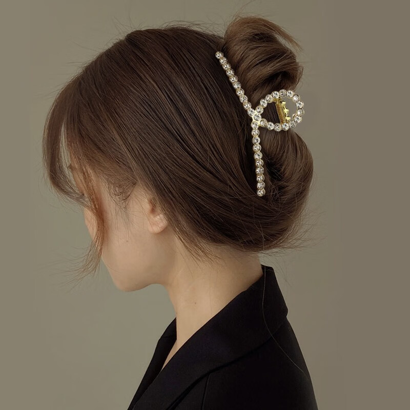 伊黛儿水钻珍珠交叉鲨鱼夹网红发夹抓夹后脑勺气质百搭夹子头饰发卡