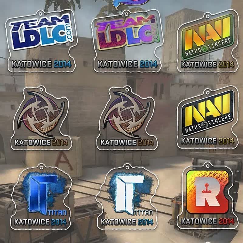 欧凯森csgo周边挂件钥匙扣贴纸印花战队卡托全息效果书包挂饰 14卡托