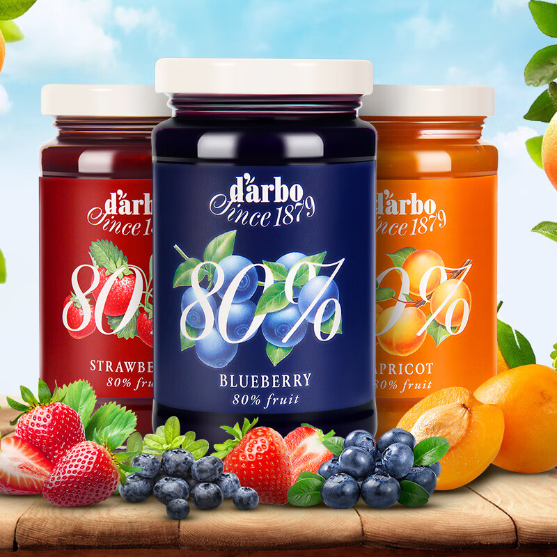 德宝果(darbo) 果酱250g奥地利进口水果味果酱草莓蓝莓覆盆子杏早餐