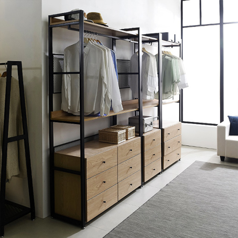 鼎聚全步入式衣帽間鐵藝衣柜落地臥室轉(zhuǎn)角置物架實(shí)木衣櫥開放式金屬衣架 定做（聯(lián)系客服改價(jià)，非商品價(jià)） 組裝