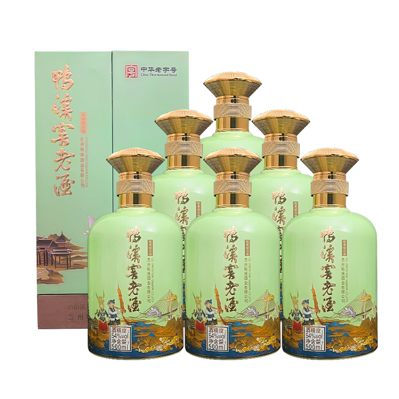 鸭溪窖老酒54度浓香型贵州白酒纯粮食酒固态发酵500ml年货节送礼收藏 54度 500mL 6瓶 （整箱含3礼袋）