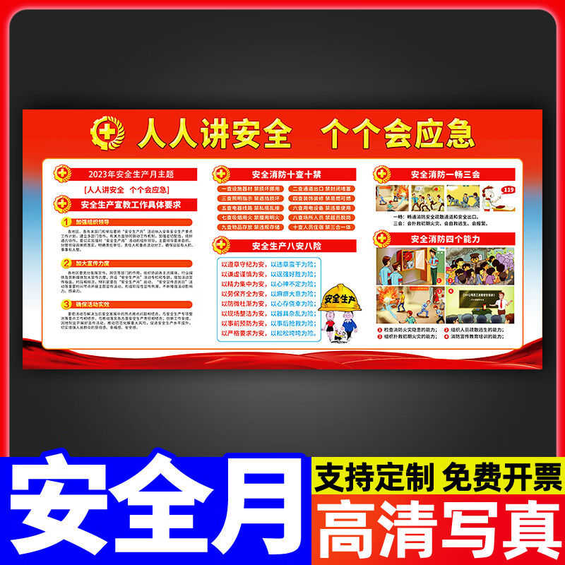 2024年安全生产月宣传挂图挂画海报展板模板贴纸工厂车间全国安全