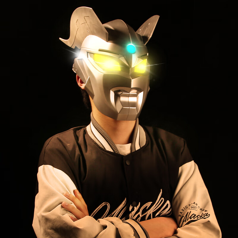disney奥特曼赛罗头盔触摸发光面具头套cos儿童可穿戴玩具礼物套装