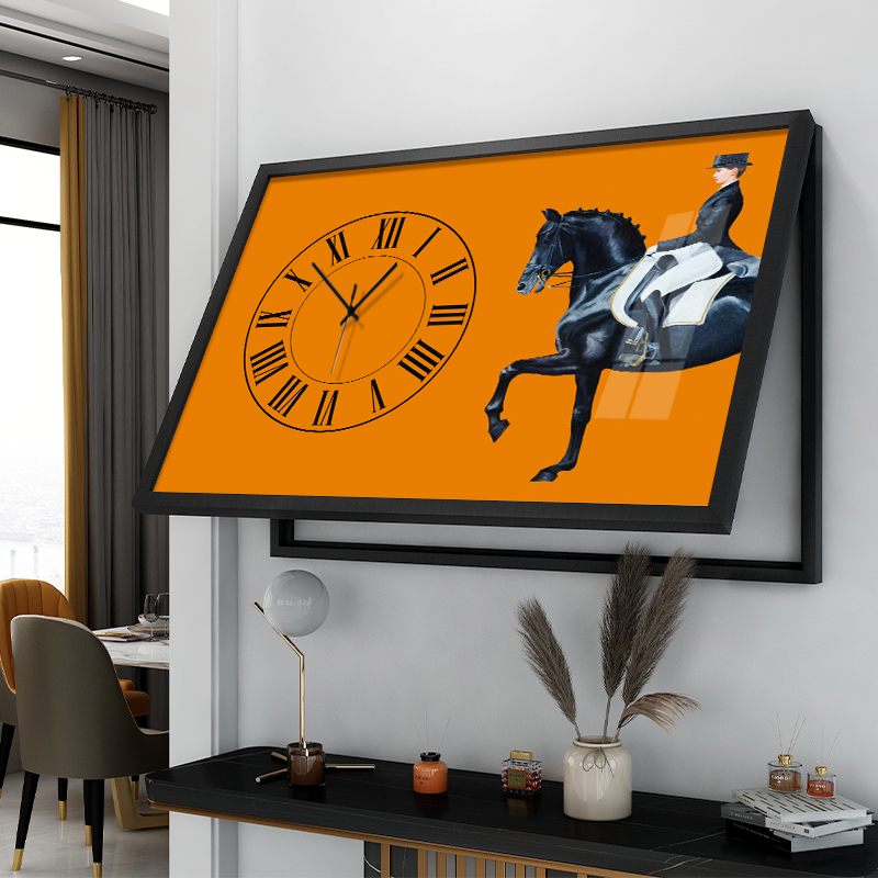 起贝家 现代骑士电表箱装饰画马带钟表配电箱遮挡电闸盒时钟挂画 1
