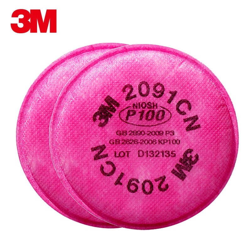 3M 2091CN P100颗粒物高效防尘滤棉（2片/包） 1包